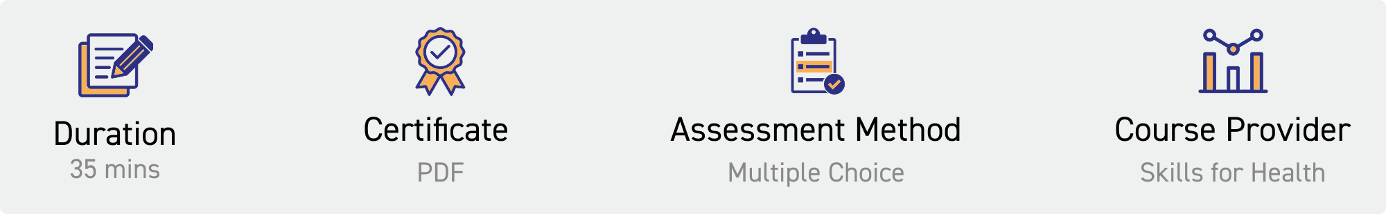 duration: 35 mins. Certificate: pdf. Assessment Method: multiple choice. Course Provider: Skills for Health